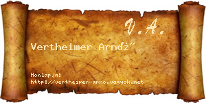 Vertheimer Arnó névjegykártya